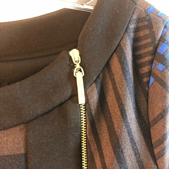 NWT Blue and Brown window pane short sleeve midi shift Dress size 10 Ellen Tracy - Picture 9 of 11